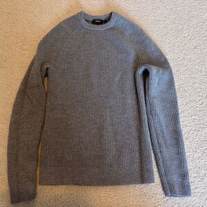 Theory Remy Crewneck Sweater Merino Wool Gray Ribbed Knit Pullover XS